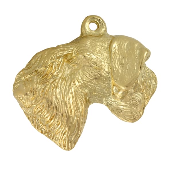 Czech Terrier, Cesky Terrier - nyckelring och halsband med en hund i en låda, högkvalitativ guldpläterad produkt, Art-Dog varumärke
