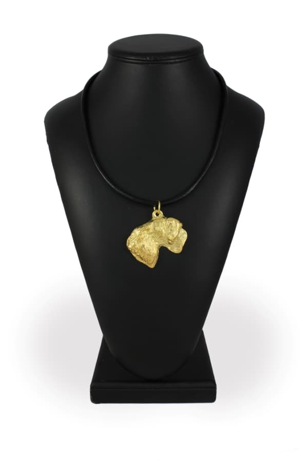 Czech Terrier, Cesky Terrier - nyckelring och halsband med en hund i en låda, högkvalitativ guldpläterad produkt, Art-Dog varumärke