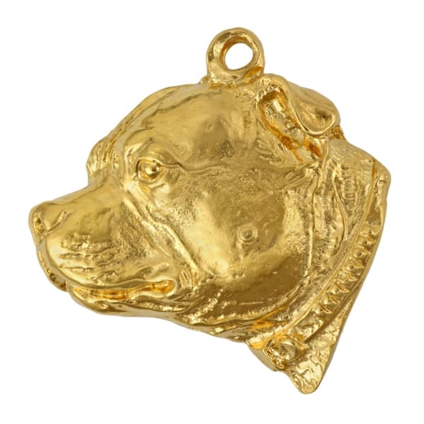 Staffordshire Bull Terrier, Staffik, Staffi III - nyckelring och halsband med en hund i låda, högkvalitativ guldpläterad produkt, Art-Dog varumärke