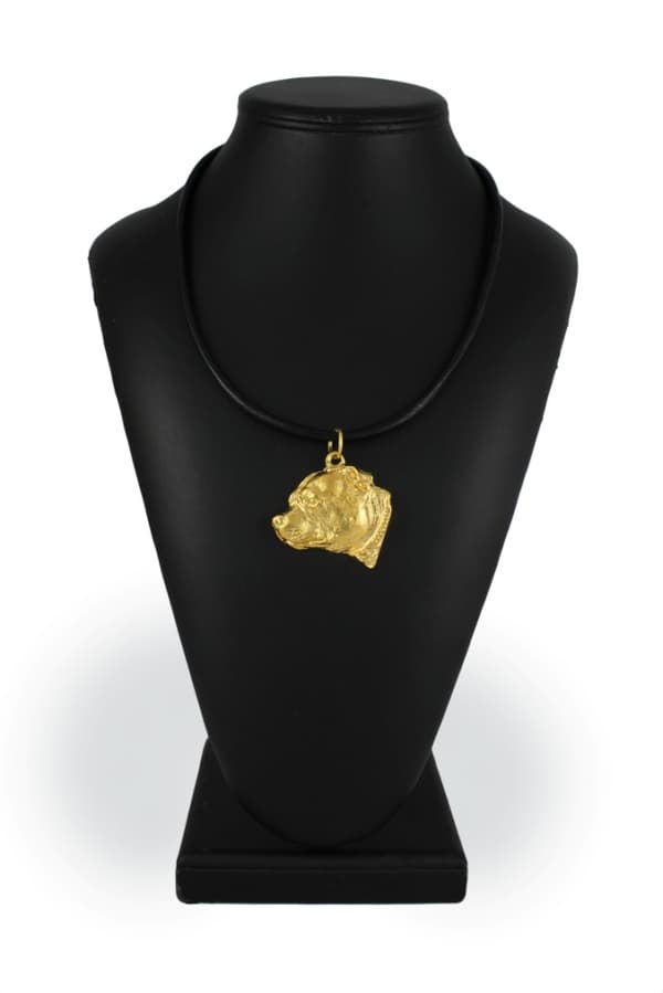 Staffordshire Bull Terrier, Staffik, Staffi III - nyckelring och halsband med en hund i låda, högkvalitativ guldpläterad produkt, Art-Dog varumärke