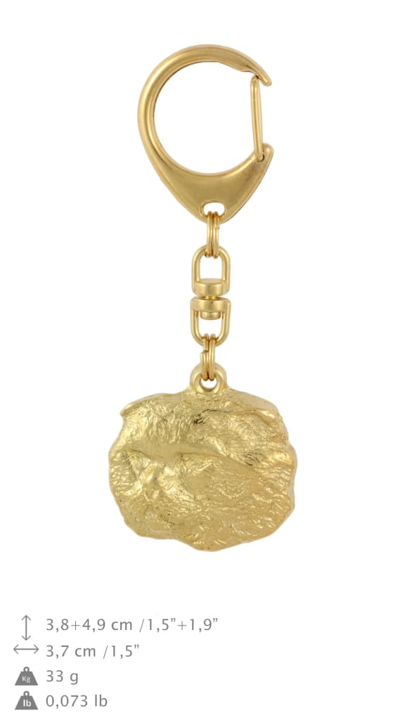 Katt - nyckelring och halsband med en katt i en låda, högkvalitativ guldpläterad produkt, Art-Dog varumärke