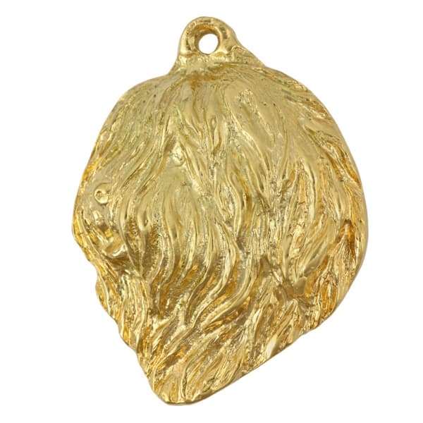 Polish Lowland Sheepdog, PON - nyckelring och halsband med en hund i låda, högkvalitativ guldpläterad produkt, Art-Dog varumärke
