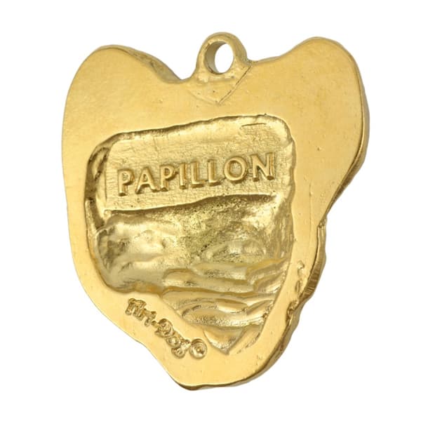 Papillon, Continental Spaniel - nyckelring och halsband med en hund i en låda, högkvalitativ guldpläterad produkt, Art-Dog varumärke