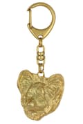Miniatyrbild 8 av 10: Papillon, Continental Spaniel - nyckelring och halsband med en hund i en låda, högkvalitativ guldpläterad produkt, Art-Dog varumärke