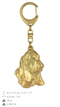 Miniatyrbild 10 av 10: Basset Hound II - nyckelring och halsband med en hund i en låda, högkvalitativ guldpläterad produkt, Art-Dog varumärke