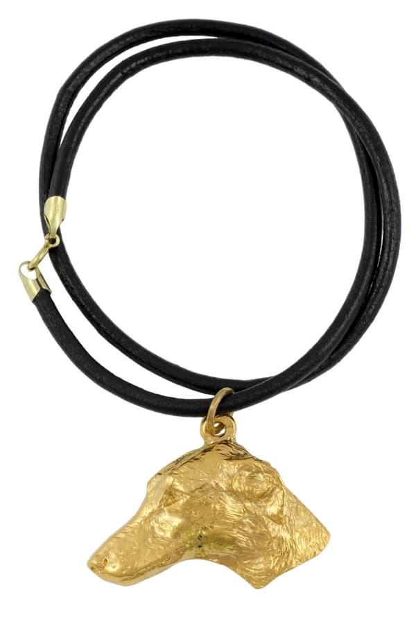 African Greyhound, Azawakh - nyckelring och halsband med en hund i en låda, högkvalitativ guldpläterad produkt, Art-Dog varumärke