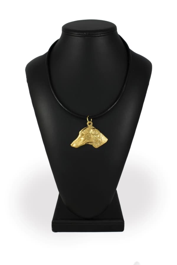African Greyhound, Azawakh - nyckelring och halsband med en hund i en låda, högkvalitativ guldpläterad produkt, Art-Dog varumärke