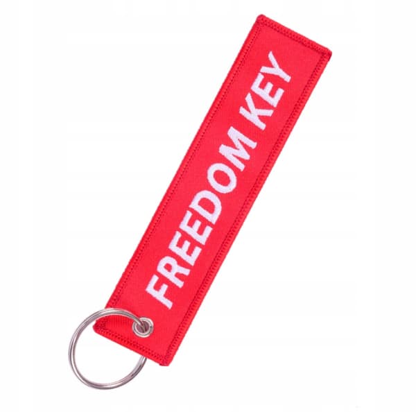 FREEDOM KEY rött nyckelringhänge för nycklar Originalpresent