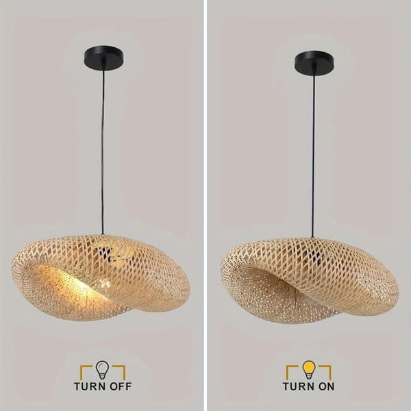 Bambu-riippuvalaisin, beige väri, LED-yhteensopiva,E27-Ei lamppua, Dia40cm