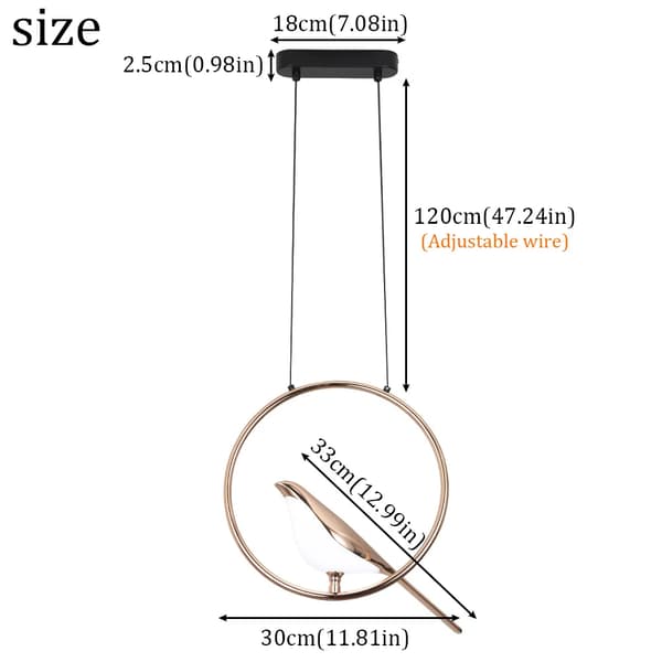 Rose-guld Pendellampe, LED Lyskilde, 10-15 Kvadratmeter Dækning,Model B, foranderlig