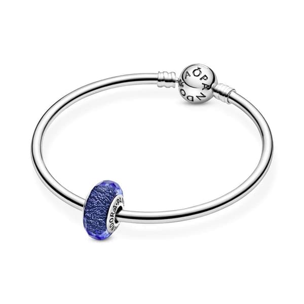 Pandora viistetty sininen Murano lasi koru
