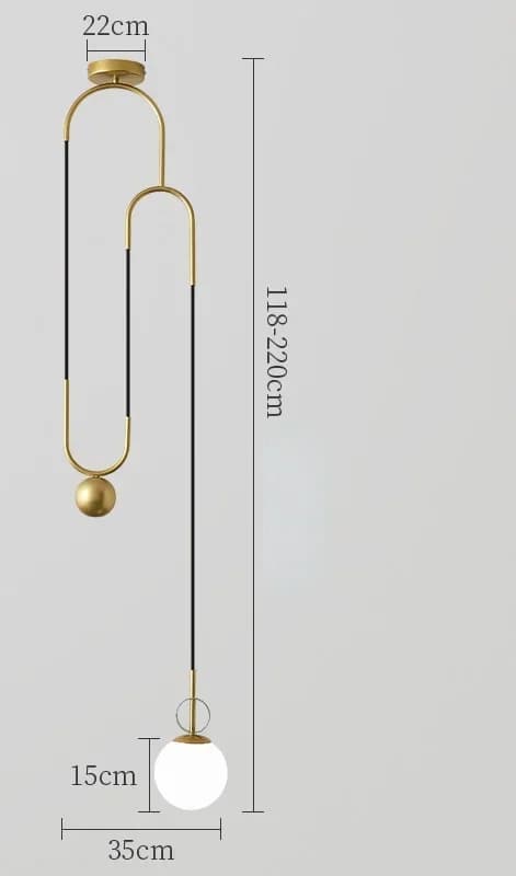 Moderne LED Pendellampe, Justerbar Højde 118-220 cm, Stilfuld Sort Guld Finish,Guld kold hvid