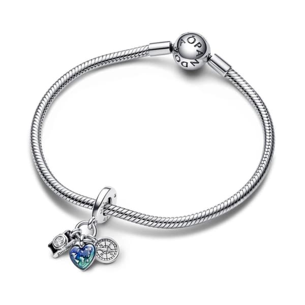 Pandora Camera, Heart & Compass Triple Dingle Charm