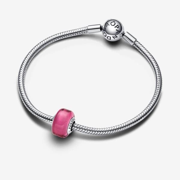 Pandora vaaleanpunainen mini Murano lasi koru