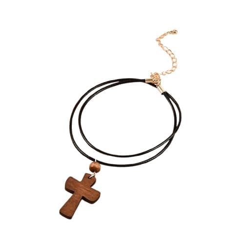 Halssmycke - Kors - Trä - 45cm halsband