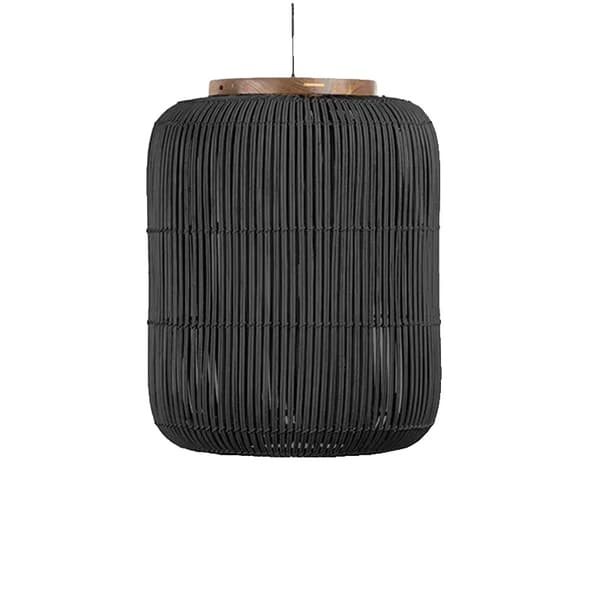 Wabi-sabi Pendel, Stilfuld Kinesisk Design, Kvalitets Rattan Materiale,varmt lys, Sort M