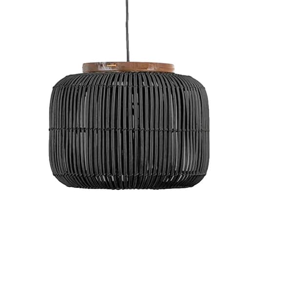 Wabi-sabi Pendel, Stilfuld Kinesisk Design, Kvalitets Rattan Materiale,varmt lys, Sort S