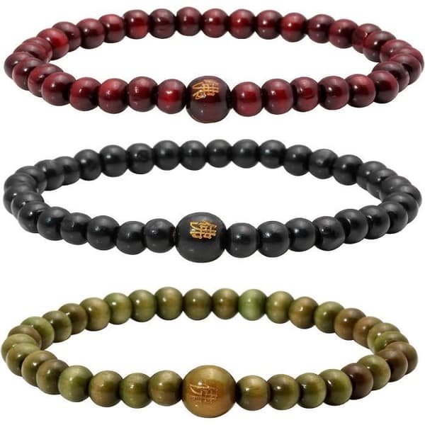 Perles De Bois Armband Tibetansk-Buddhistisk Meditations Mala Bönerkedja För Män Elastisk Armband 6 - 8Mm[H473]