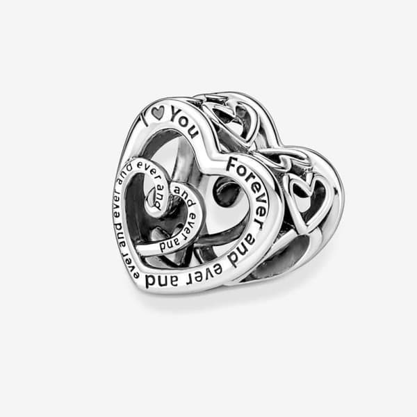 Charm - MÄRKE - Intertwined Hearts of Infinity - Silver - Blandat - Vuxen
