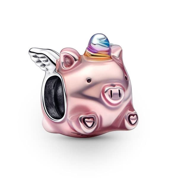 Berlock - PANDORA - Flying Unicorn Pig - Silver - Rosa - Vuxna kvinnor