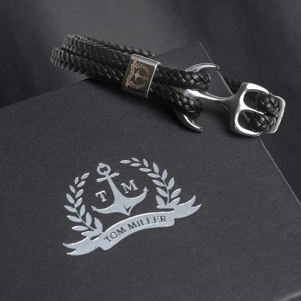 ® Armbandsanker Herr svart i högkvalitativt läder, present till män [H479]
