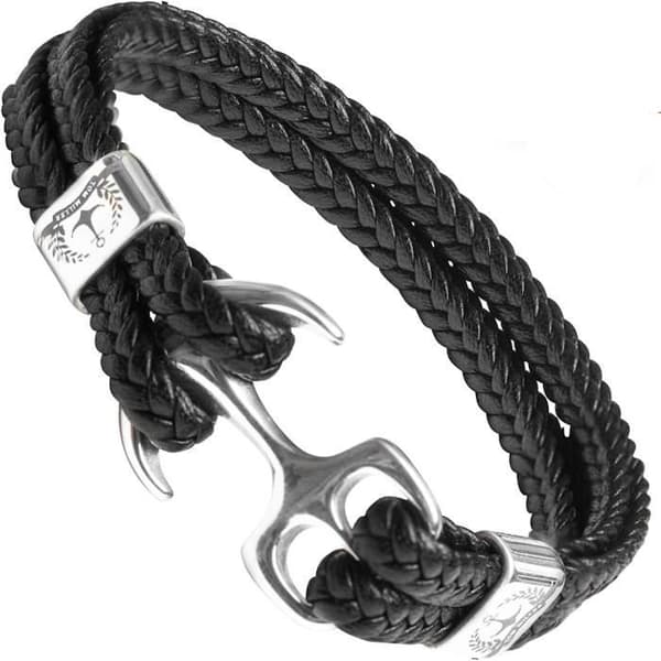 ® Armbandsanker Herr svart i högkvalitativt läder, present till män [H479]