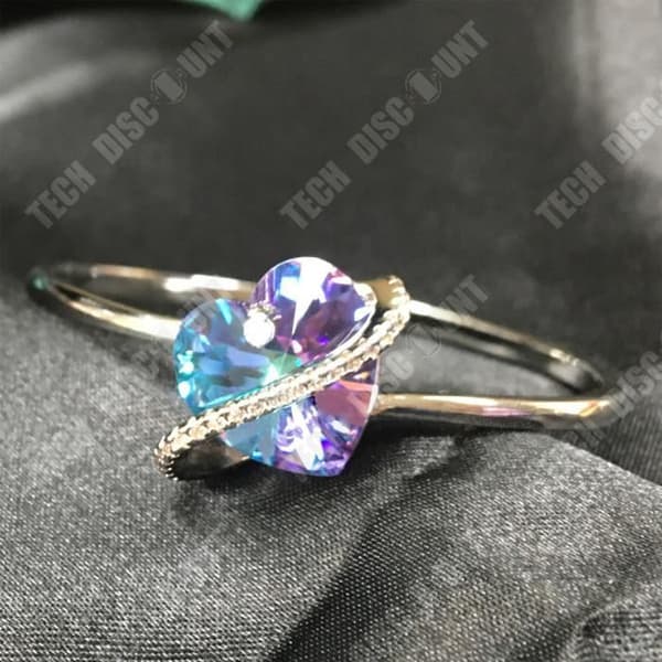 TD® Kristallbelagt kärleksarmband Koreansk version av den söta skogen och diamantlila hjärtformade öppna armbandet