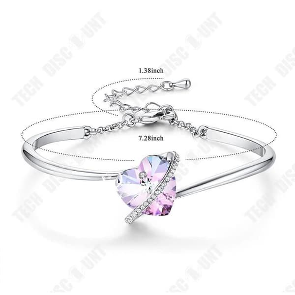 TD® Kristallbelagt kärleksarmband Koreansk version av den söta skogen och diamantlila hjärtformade öppna armbandet