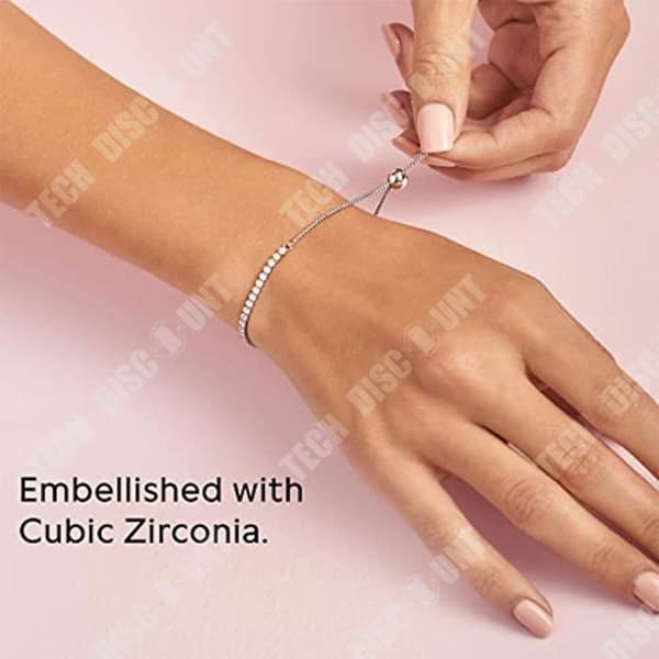 TD® S925 sterlingsilver armring glänsande vit diamant infällbart armband Allergivänlig alla hjärtans dag present