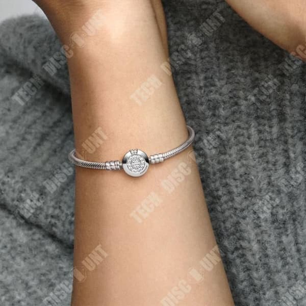 TD® Sterling Silver Armband Hypoallergena Colorfast Bead Charm Hänge Glänsande Crown Snake Bone Chain