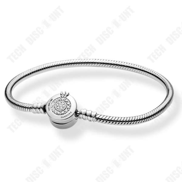TD® Sterling Silver Armband Hypoallergena Colorfast Bead Charm Hänge Glänsande Crown Snake Bone Chain
