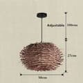 Miniatyrbillede 2 af 2: Vævet Rattan Pendellampe, Justerbar Længde, Moderne Stil,dia50cmkaffe, E27 varmt lys