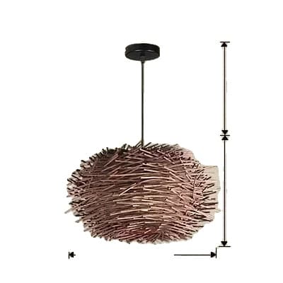 Vævet Rattan Pendellampe, Justerbar Længde, Moderne Stil,E27 varmt lys, dia30cmkaffe