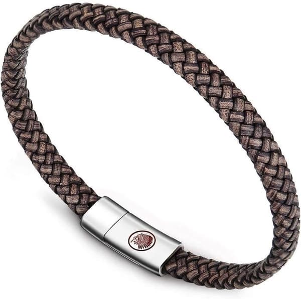 Herrarmband Läderarmband Manschett Flätad För Hand Klassisk Svart Och Brun Med Magnetlås Graverad Present Smycke[H457]