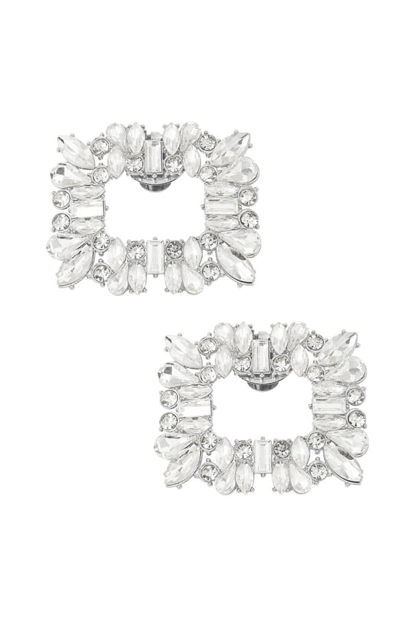 2 st / 1 par Silver Skosmycken Skoklämmor Shoe Clips med Rhinestones / Strass - Glamorous