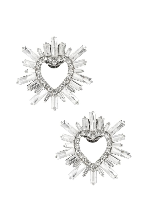 2 st / 1 par Silver Skosmycken Skoklämmor Shoe Clips - Hjärtan med Kristaller / Strass - Shiney Love