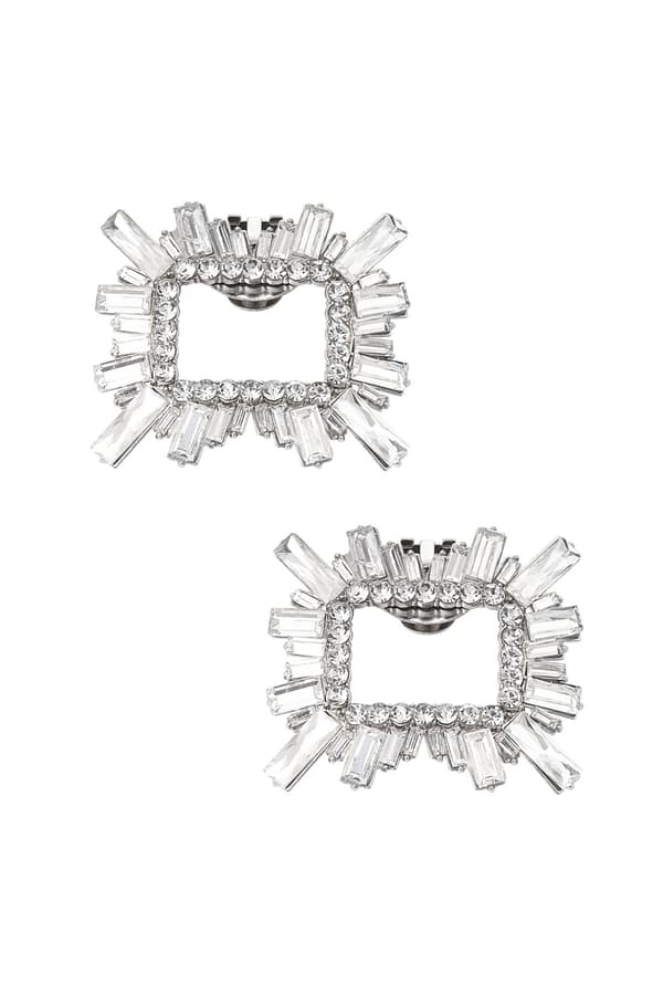 2 st / 1 par Silver Skosmycken Skoklämmor Shoe Clips med Rhinestones / Strass - Winter Love
