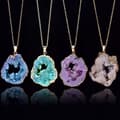 Miniatyrbillede 3 af 5: HALSKÆDE Naturlig GEODE Krystal MINERALER Amulet 2,5-3,5 cm GRØN