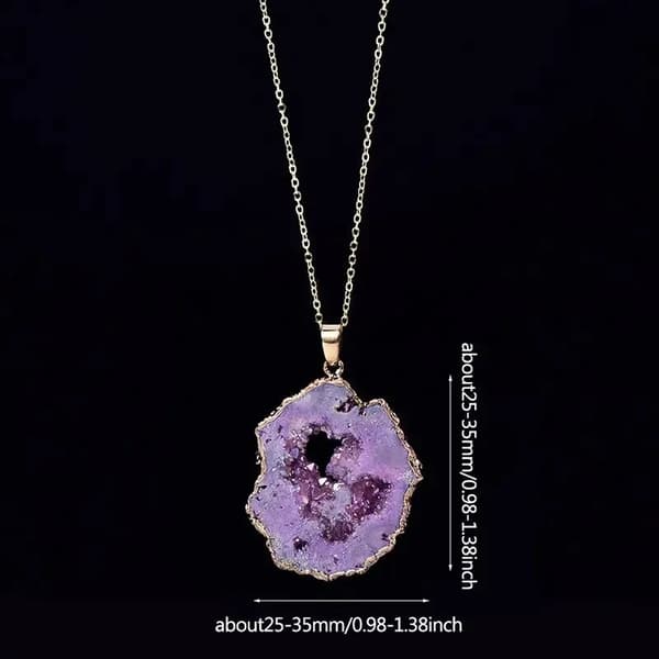 HALSBAND Naturlig GEODE Kristall MINERALER Amulett 2,5-3,5 cm BLÅ