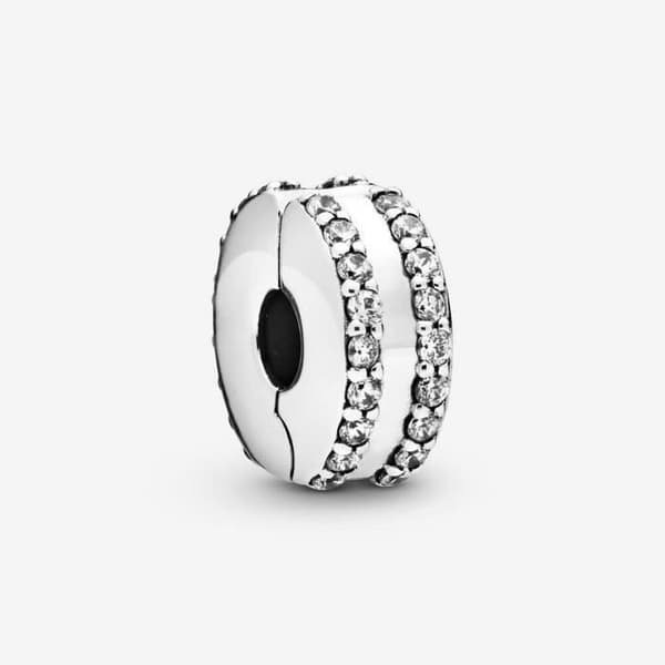 Berlock - Pandora - Dubbel Pavé Clip - 925 Silver - Cubic Zirconia - Dam