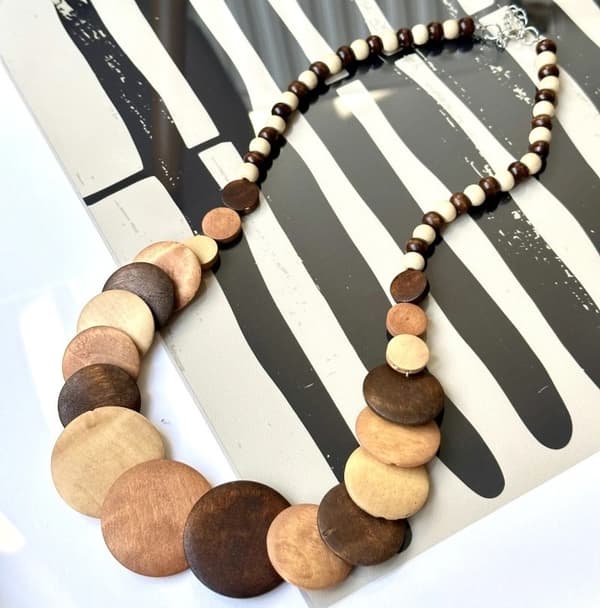 Natural wood necklace