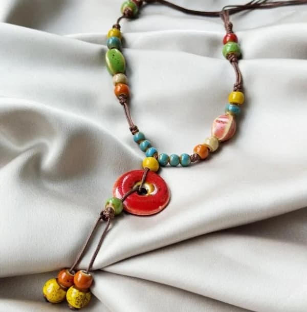 Porcelain ceramic necklace - several color combinations