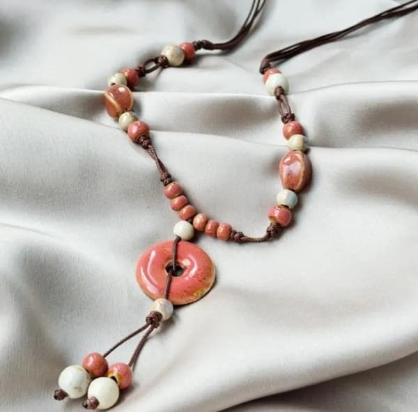 Porcelain ceramic necklace - several color combinations