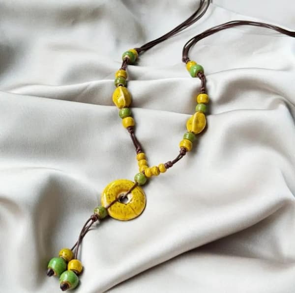 Porcelain ceramic necklace - several color combinations