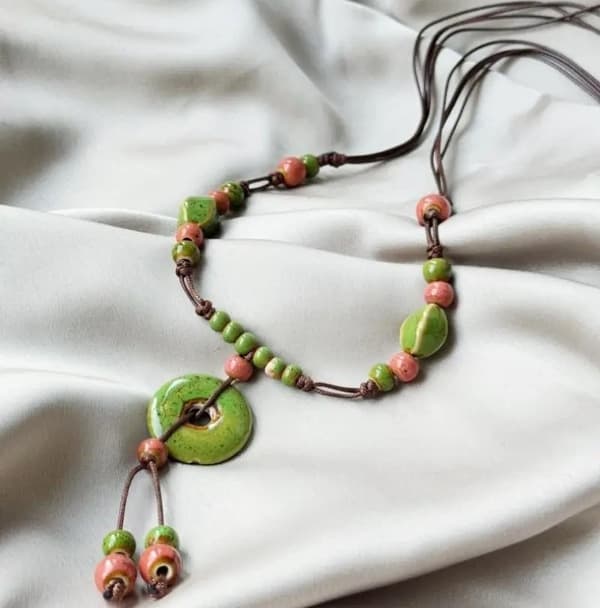 Porcelain ceramic necklace - several color combinations