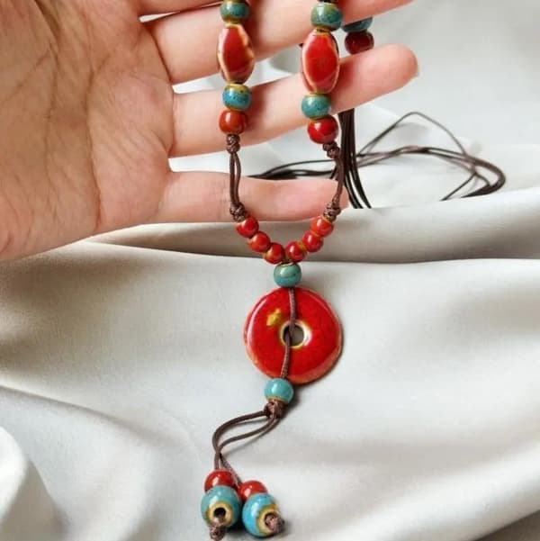Porcelain ceramic necklace - several color combinations