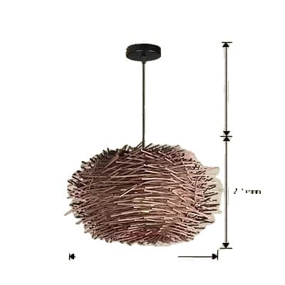 Vævet Rattan Pendellampe, Justerbar Længde, Moderne Stil,dia50cmkaffe, E27 varmt lys