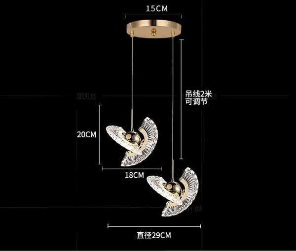 Glas Pendellampe, Rotérbar Design, LED Lyskilde,3 Farve Skiftbar, 2PCS-a