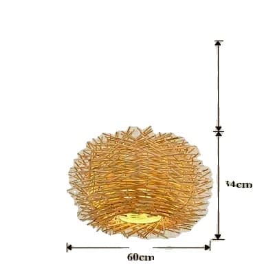 Vævet Rattan Pendellampe, Justerbar Længde, Moderne Stil,E27 varmt lys, dia60cm