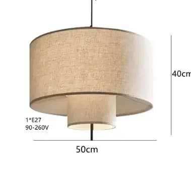 Pendellampe, Elegant Stofskærm, Berøringskontrolkontakt,varmt lys, D50cm